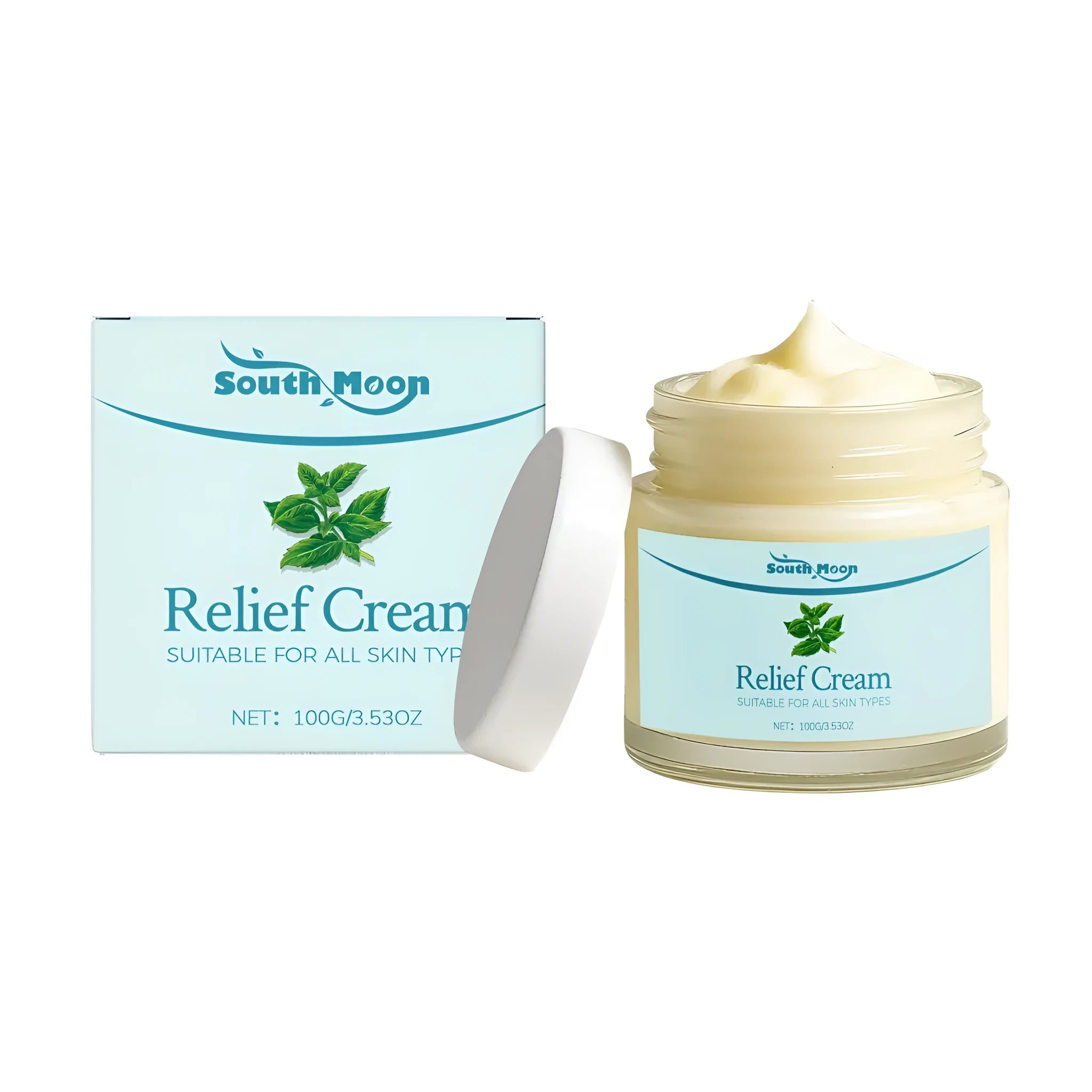 100g container of relief nursing cream with peppermint, shea butter and olive oil.