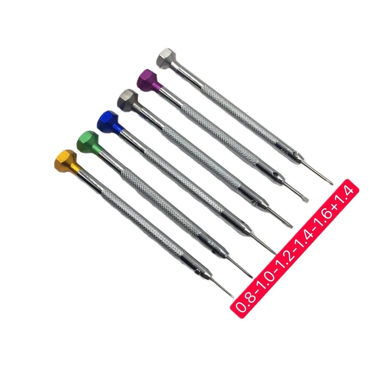6-piece colour aluminium handle watch repair screwdriver set with oxidation treated heads