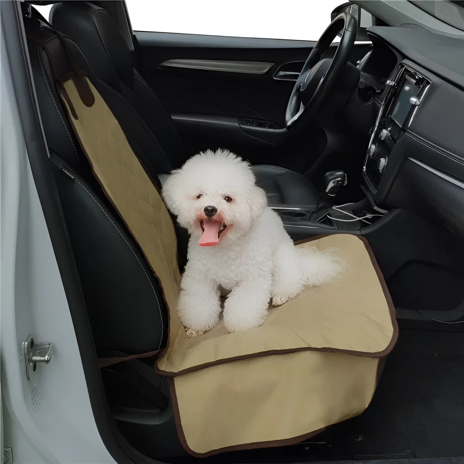 Pet car front seat cover protector in 600D Oxford cloth with PVC coating, 52x102cm