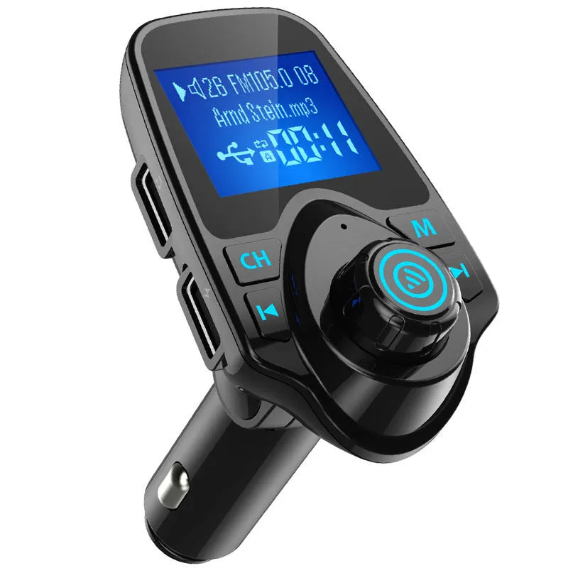 G7 black car Bluetooth hands-free FM transmitter with USB port and TF card slot for wireless music streaming and hands-free calling