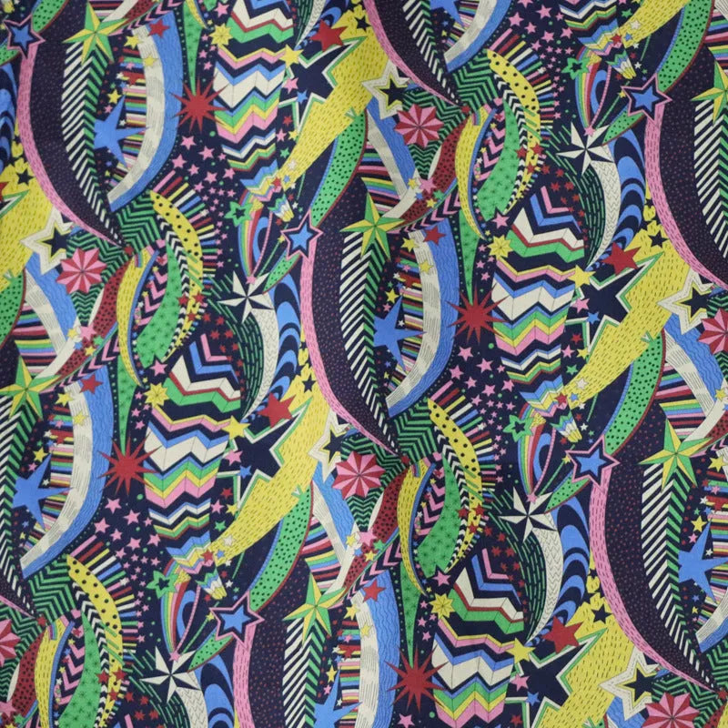 Blue floral digital print on 100% cotton fabric, showing a 1m by 145cm piece.
