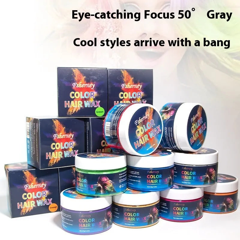 120g hair styling clay hair dye in nine colour options including blue green purple rose red granny grey