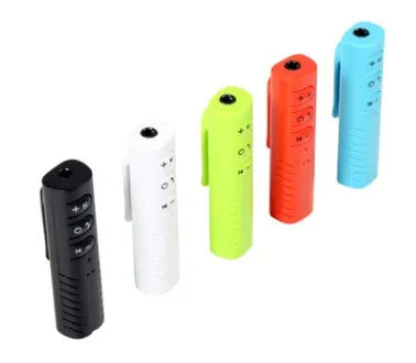 Bluetooth audio receiver with 3.5mm AUX plug in black, featuring V4.1 and 180mAh battery for wireless music and hands-free calls