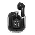Transparent space capsule case Bluetooth earphones with digital display screen in six colour options