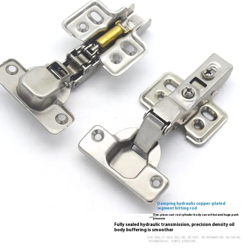 761 nickel-plated cold rolled steel hydraulic damping hinge for cabinets, shown in straight, middle, and large bend types.