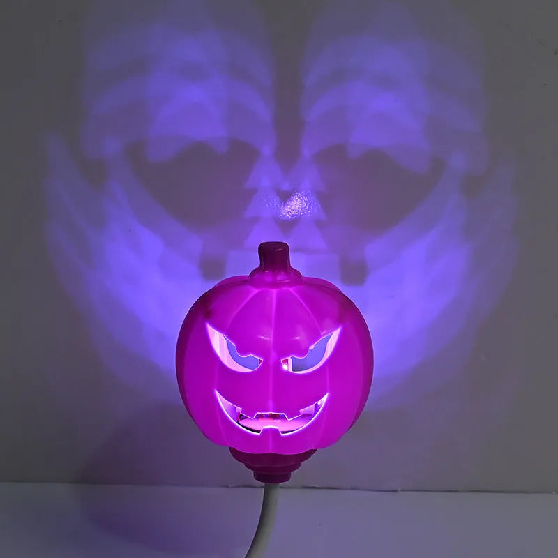 Plastic pumpkin lamp with USB charging in purple or yellow light colour option