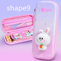 Hard EVA 3D decompression pencil case in square shape with cartoon dinosaur design.
