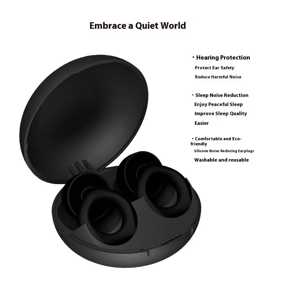 Super Anti-noise silicone soundproof earplugs in black, blue, green, purple and white colours with OPP packaging