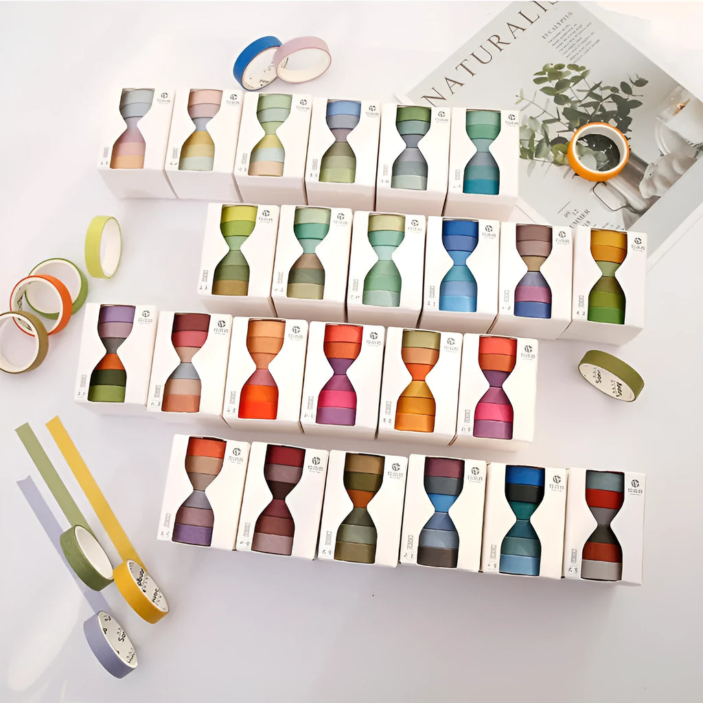 Six rolls of 9mm decorative tape featuring 24 Chinese solar terms for journal and craft decoration