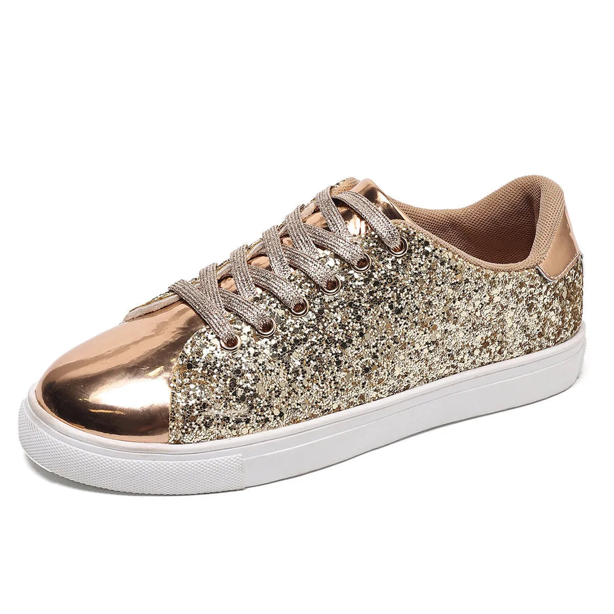 Women's plus size black lace-up board shoes with round toe and flat rubber sole.