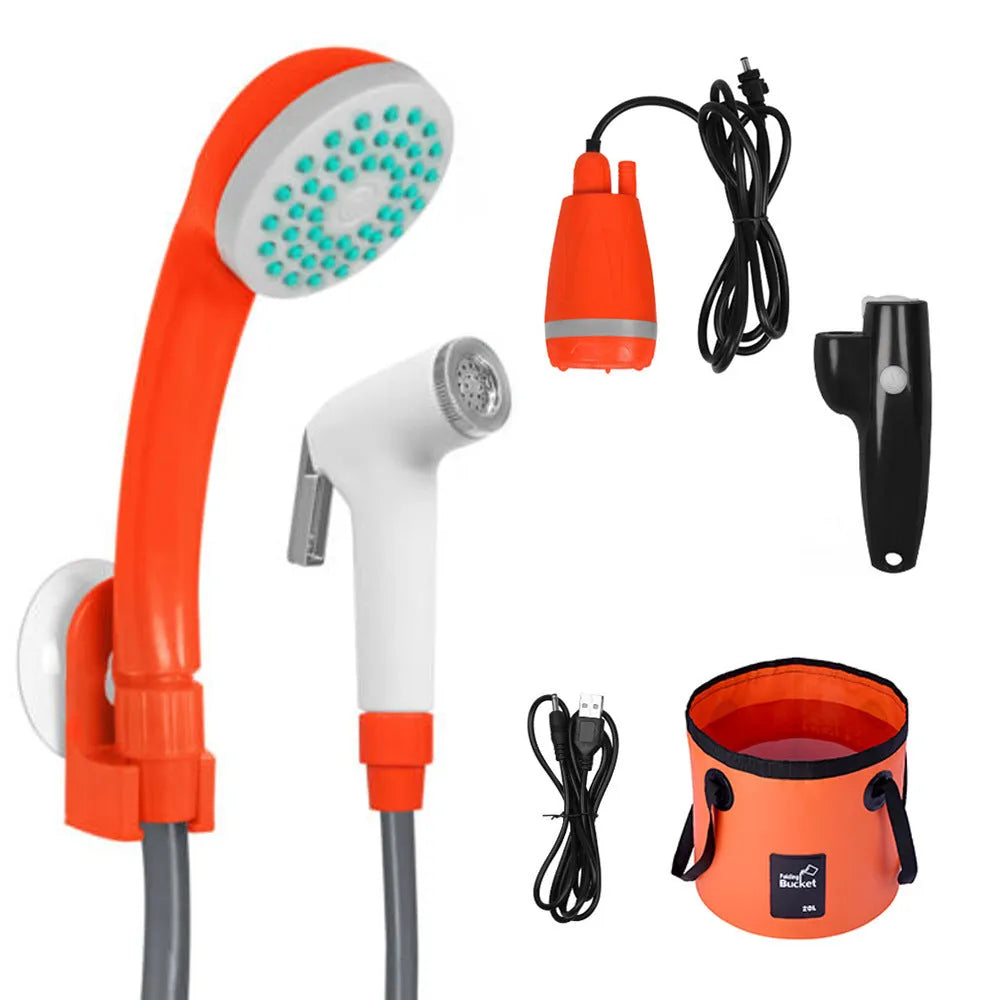 Portable USB-powered vehicle shower with water pipe and lithium battery for outdoor car washing