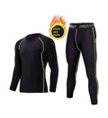 Fitness tights set adults children thin fleece-lined cotton blend solid colour top trousers black green grey orange