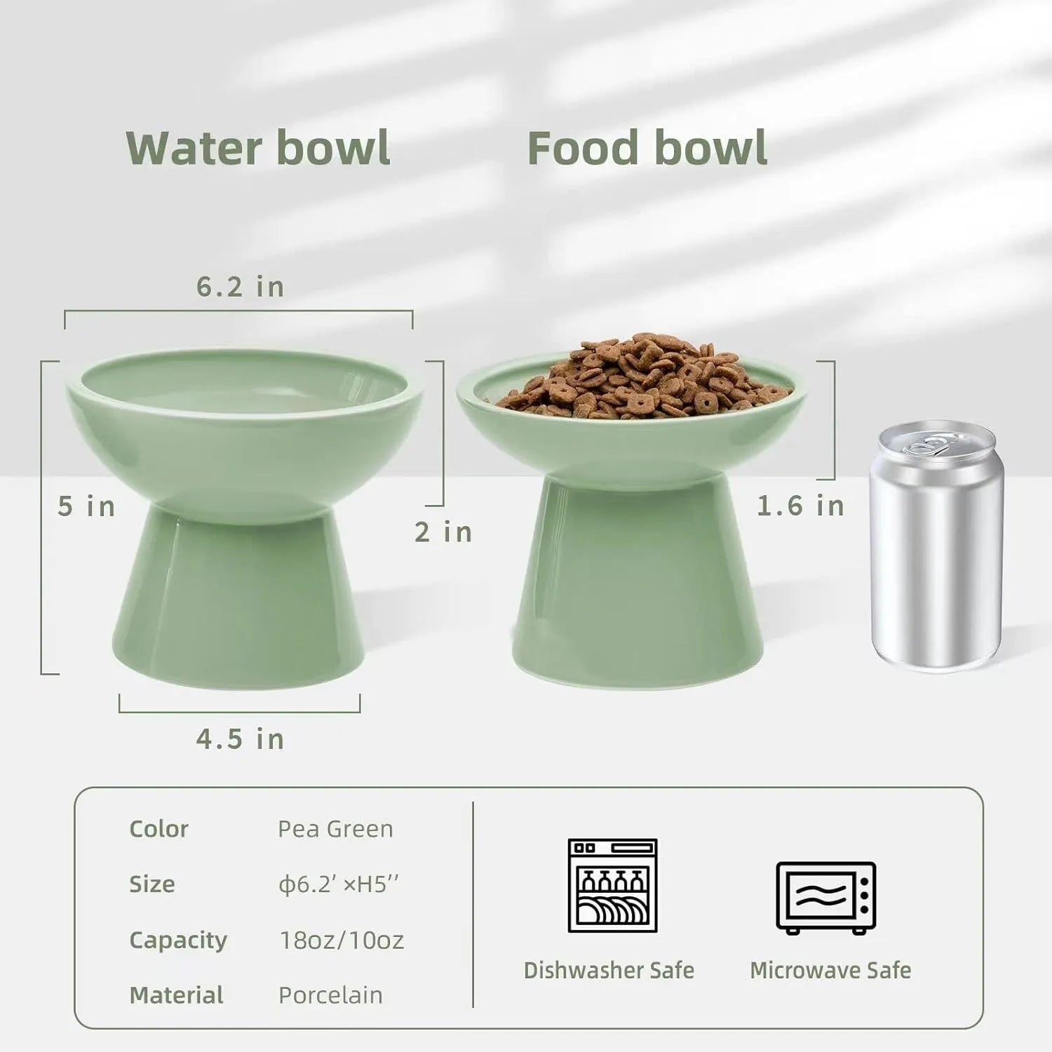 Ceramic elevated cat bowl in blue with wide shallow design for whisker fatigue relief