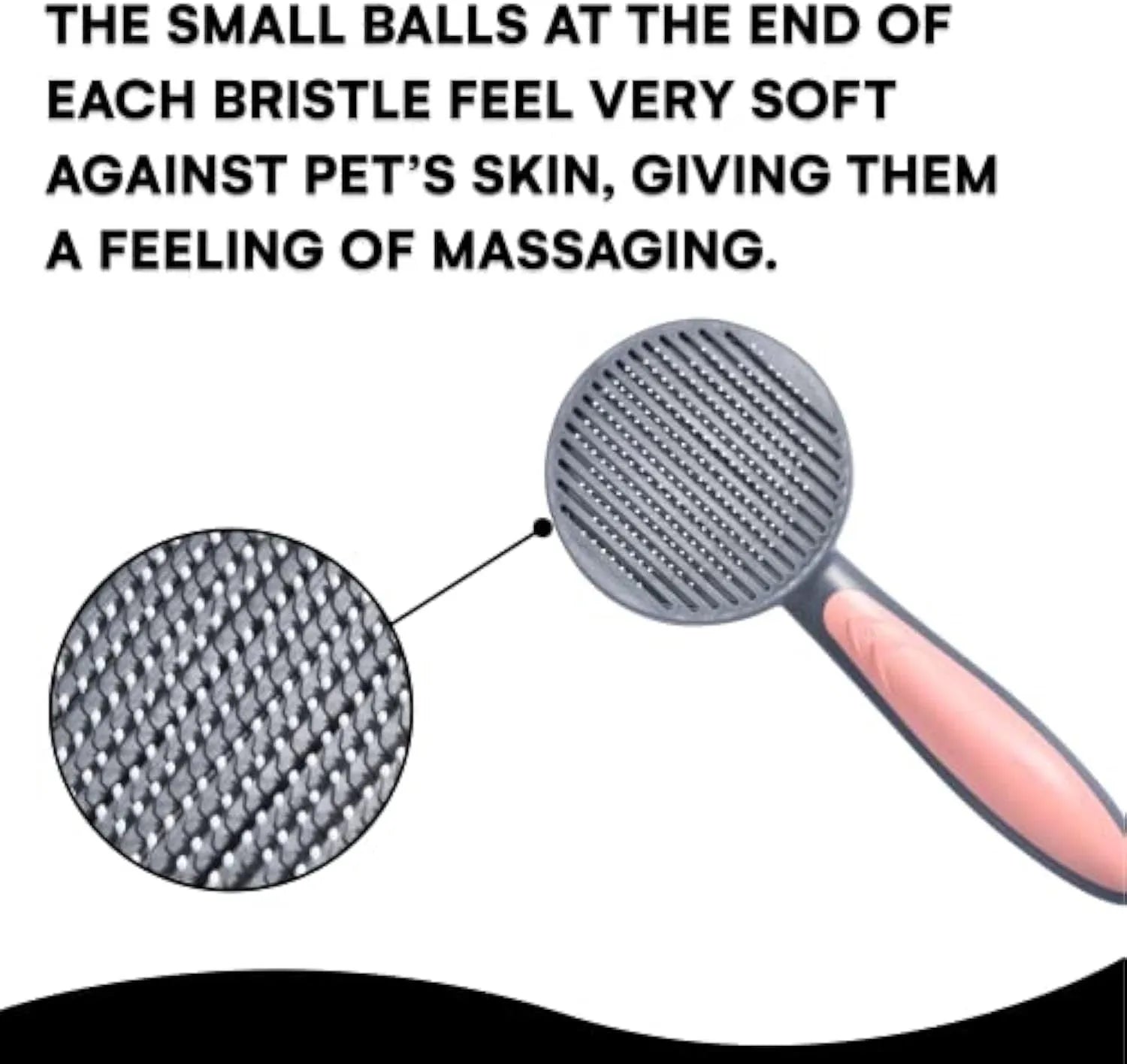 Grey self-cleaning slicker brush for cats and dogs with massaging bristle tips on a non-slip handle.