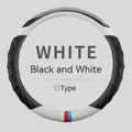Artificial leather steering wheel cover for 38cm diameter wheels in round and D-shaped profiles