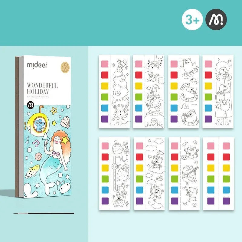 Children's gouache graffiti picture book with white card paper and paintbrush, 187x78mm, Fairy Dream theme