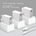 White 120W USB fast charging head with QC5.0 technology and included data cable
