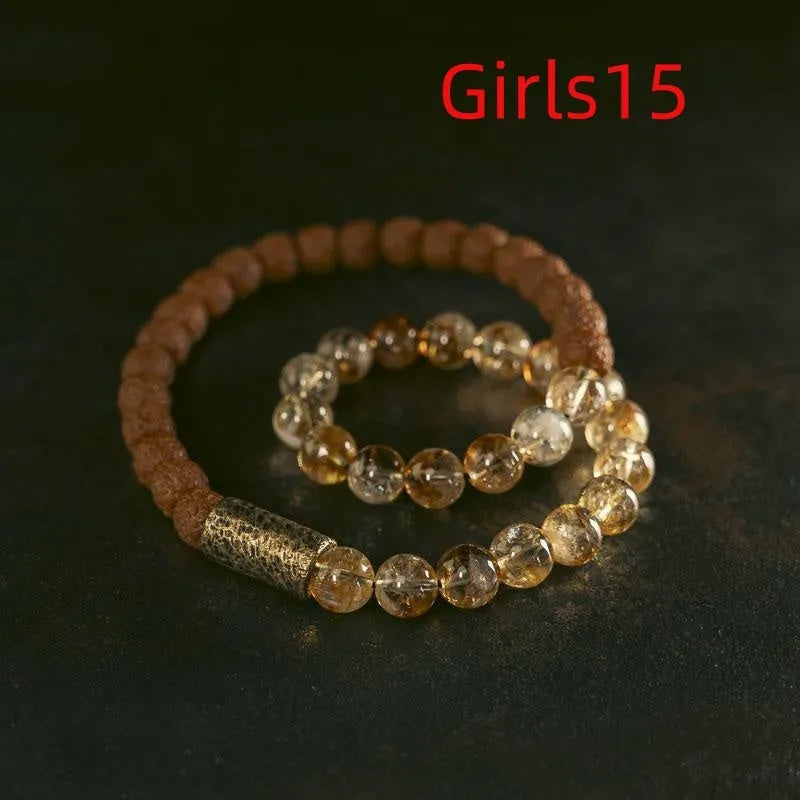 Citrine retro LCD bracelet with a double circle design and natural colour digital display