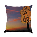 Linen blend cushion cover with Route 66 landscape pattern in six colour options