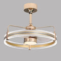 Modern remote-controlled ceiling fan light with acrylic shade and ABS blades in black or gold finish