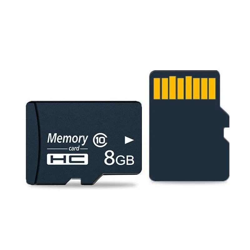 Black 8GB TF memory card measuring 15x11x1mm for mobile phones, cameras, and surveillance