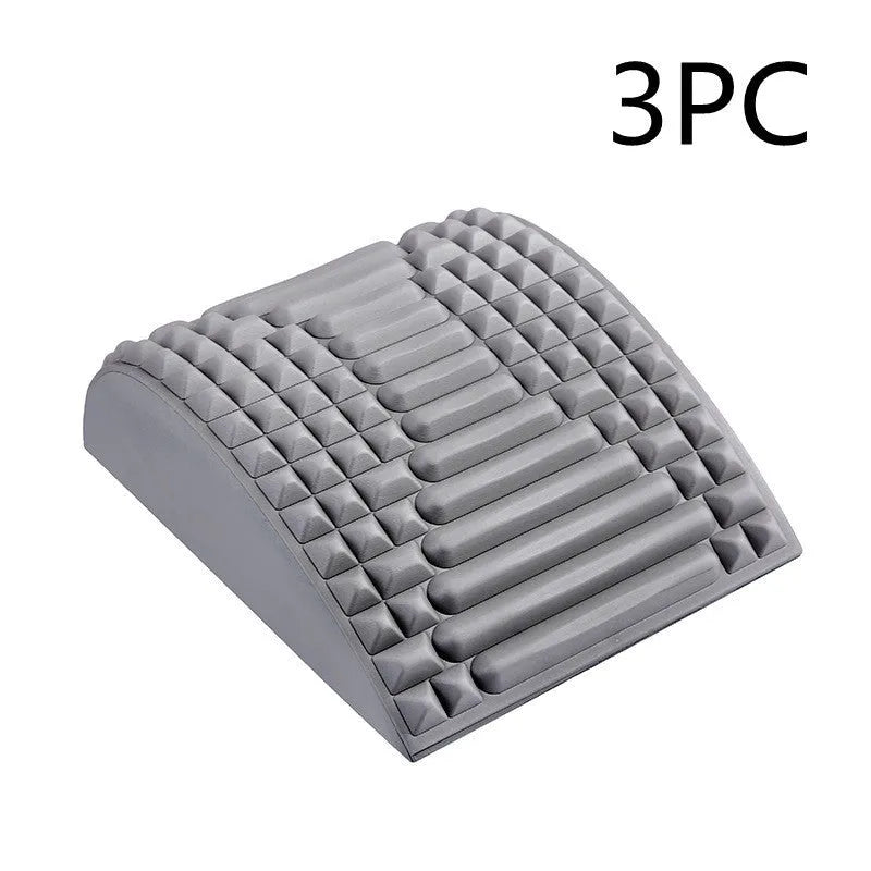 Blue EVA foam back stretcher pillow for lumbar and neck support on a flat surface.