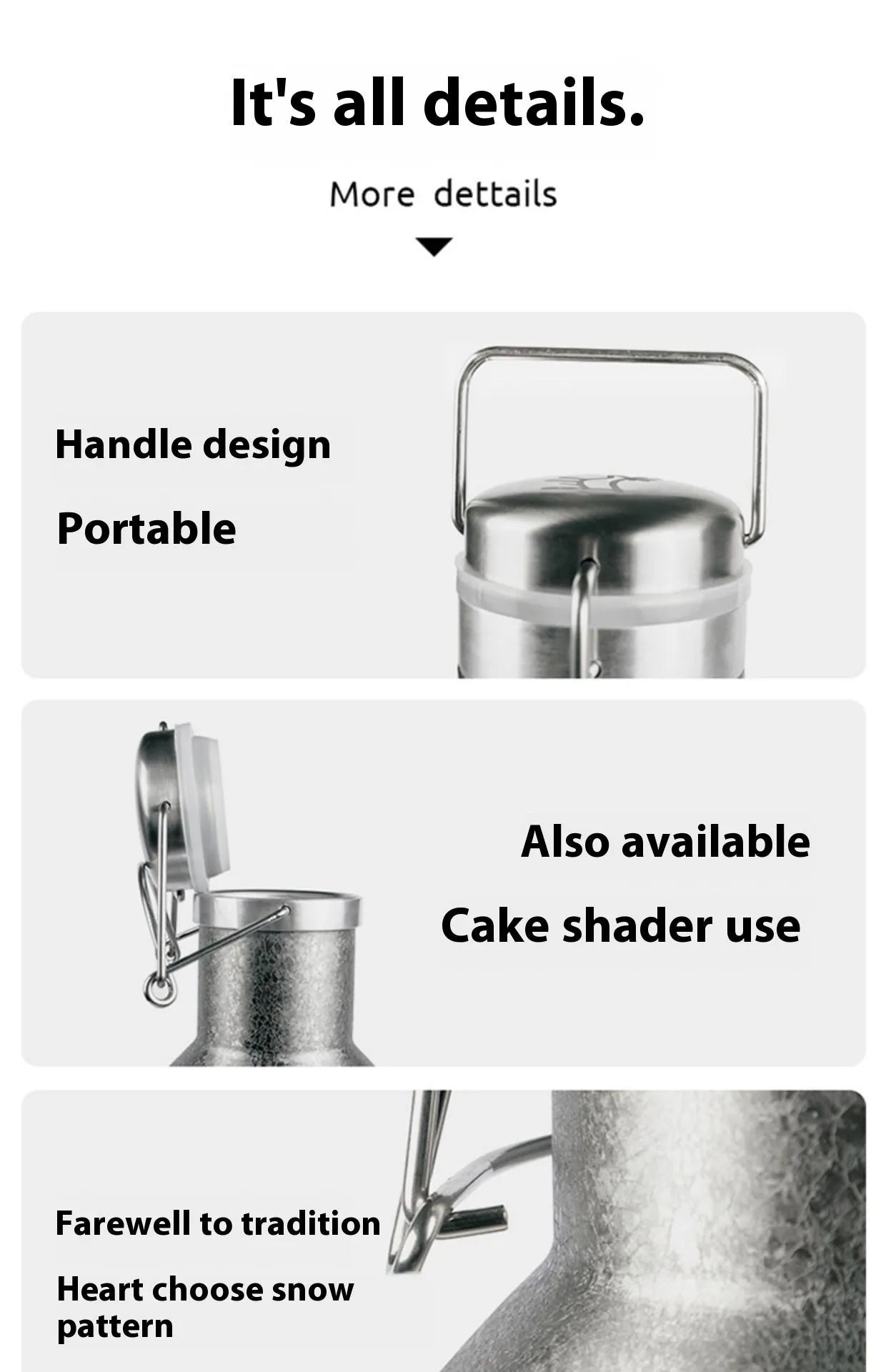 Large stainless steel thermal pot with carrying handle for outdoor camping and hiking use