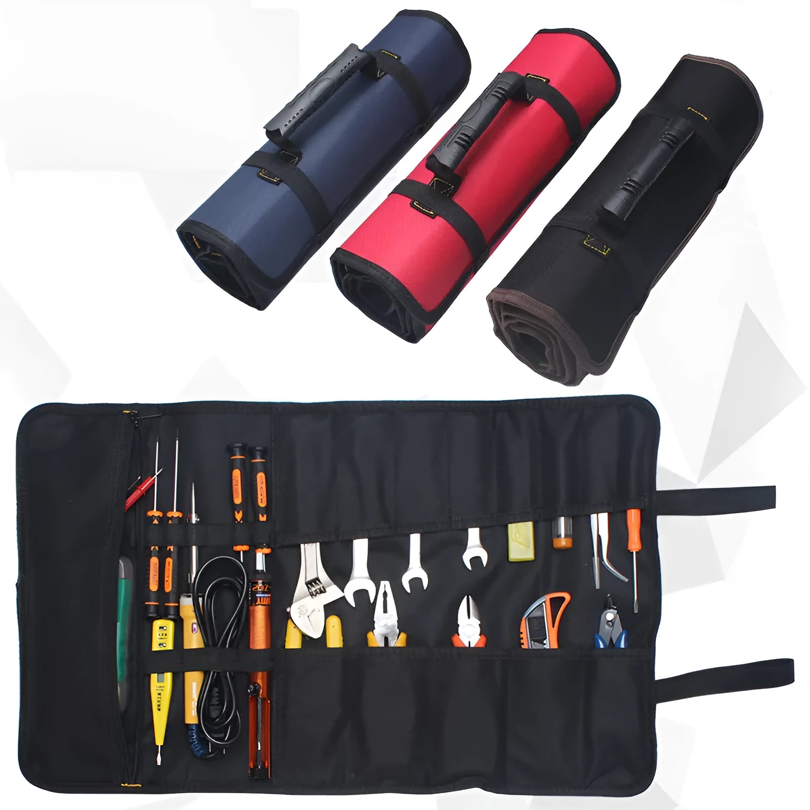 Thickened electrician storage bag in Oxford cloth with foldable design and three-dimensional construction