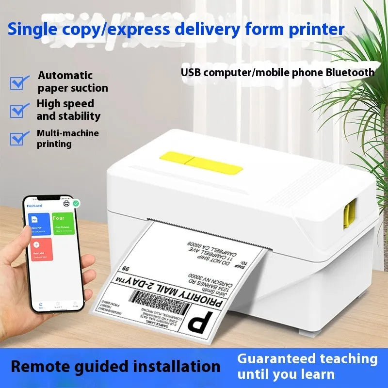 FlashLabel thermal express order label printer with USB cable on desk
