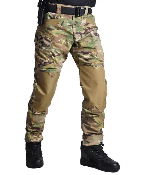 Quartermaster Camouflage Tactical Pants in dark night camouflage colour, slim fit, quick-drying polyester cotton fabric