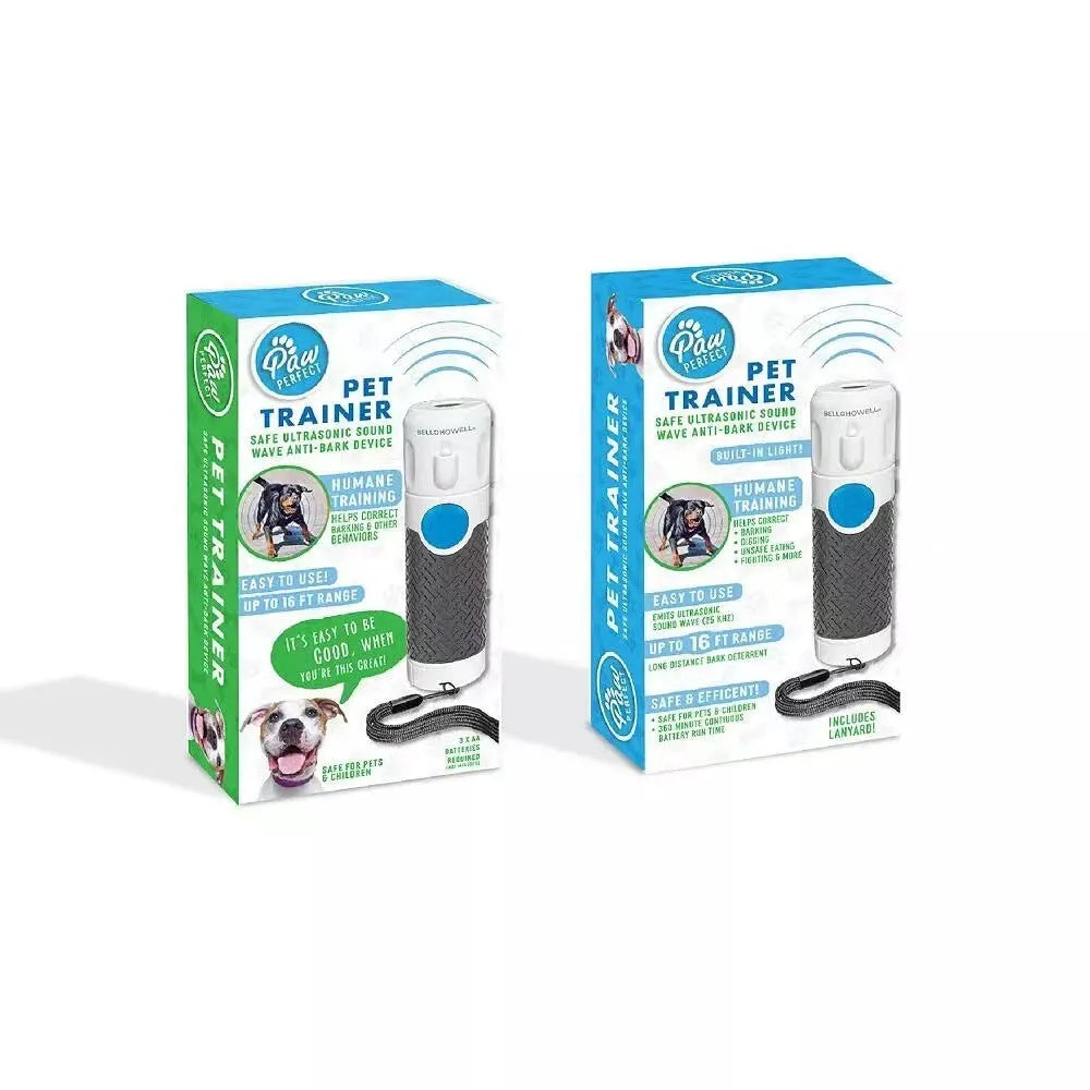 White handheld ultrasonic dog bark stop device with frequency adjustment controls