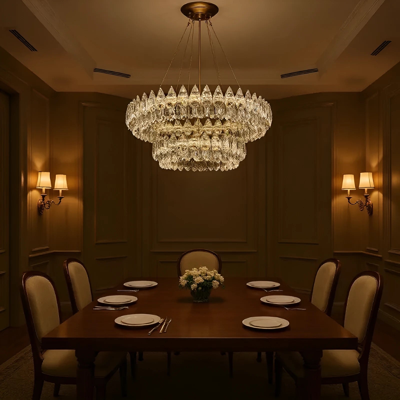 Crystal modern room French villa restaurant chandelier with tricolour light option in light luxury style