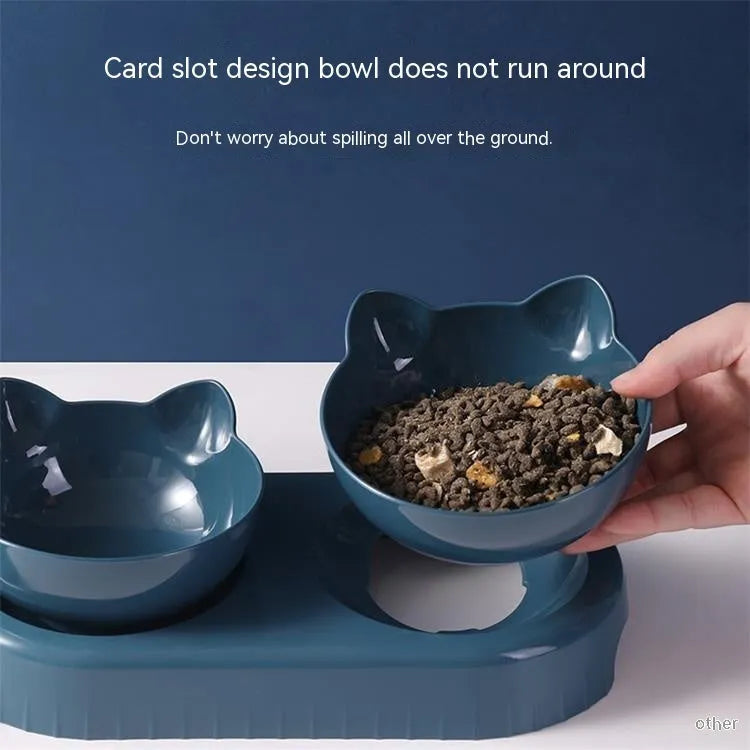 Anti-tumble snail-shaped cat bowl in dark blue, pink, or haze blue, pet tableware for cats