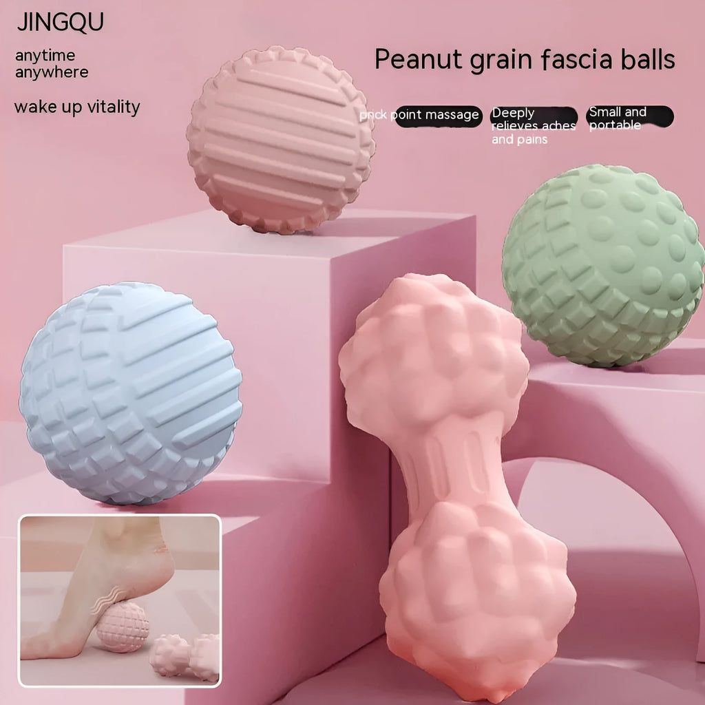 TPR foot massage ball in blue colour showing 6cm diameter with textured surface