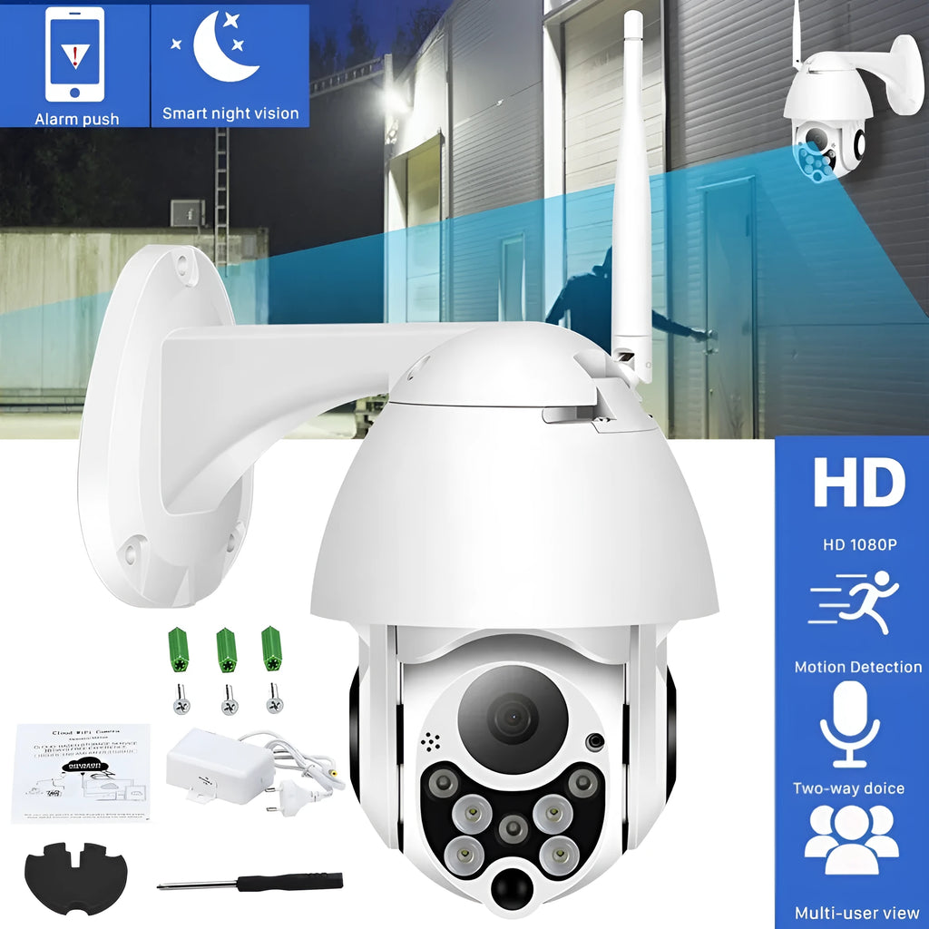 Outdoor dome wifi surveillance camera with 2MP 1080P resolution and 15m infrared night vision in waterproof plastic housing