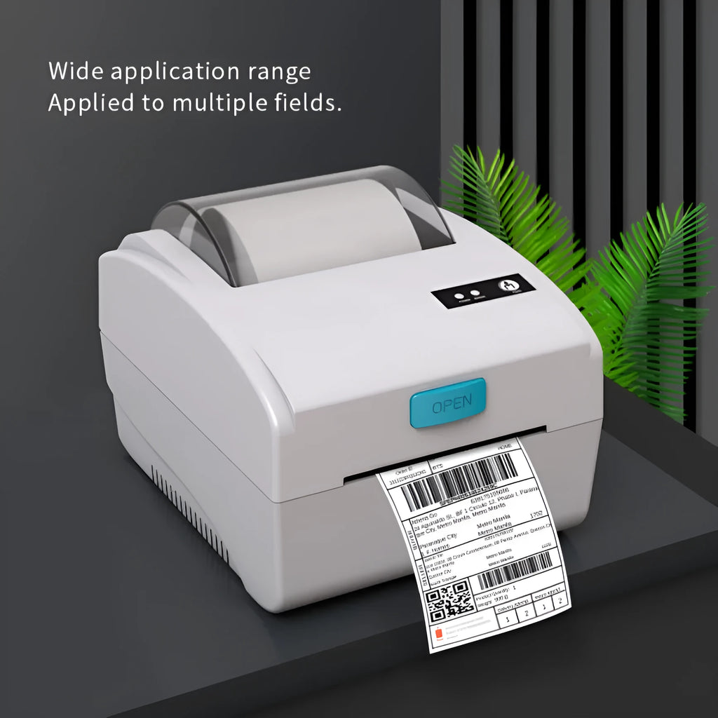 White Bluetooth thermal label printer with compact dimensions for express shipping labels