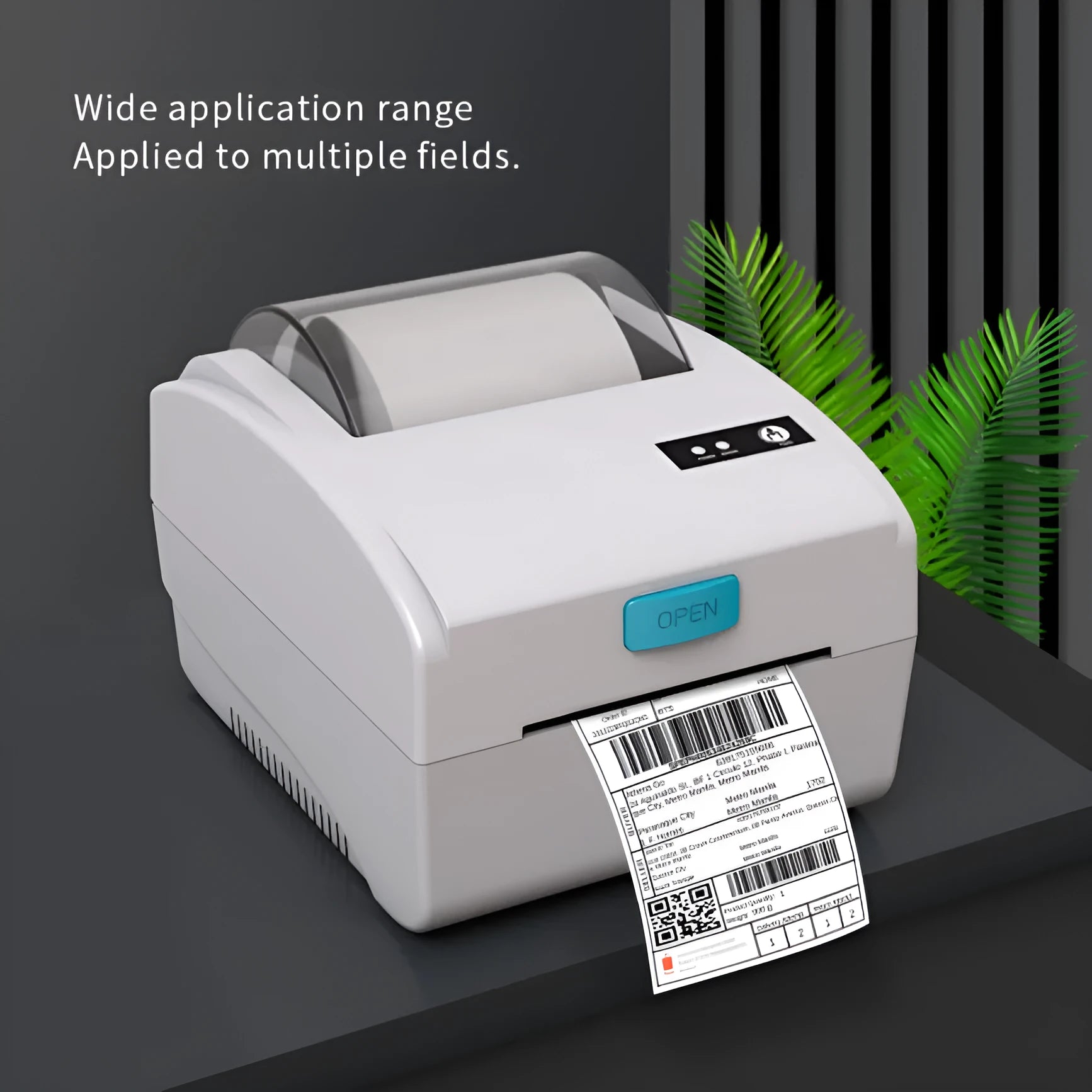 White Bluetooth thermal label printer with compact dimensions for express shipping labels
