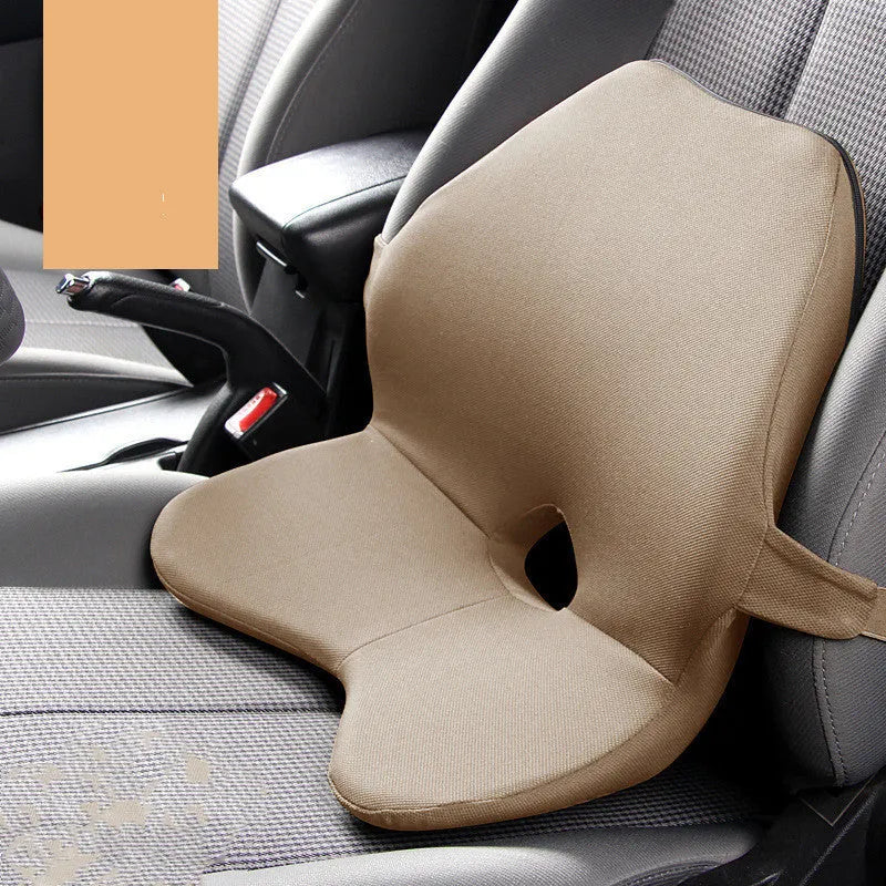 Car memory foam waist support cushion shown in available colour options
