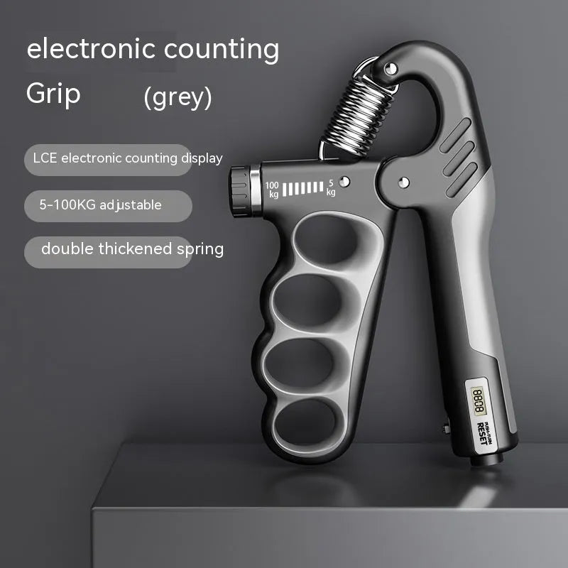 Electronic counter spring grip fitness equipment with adjustable resistance