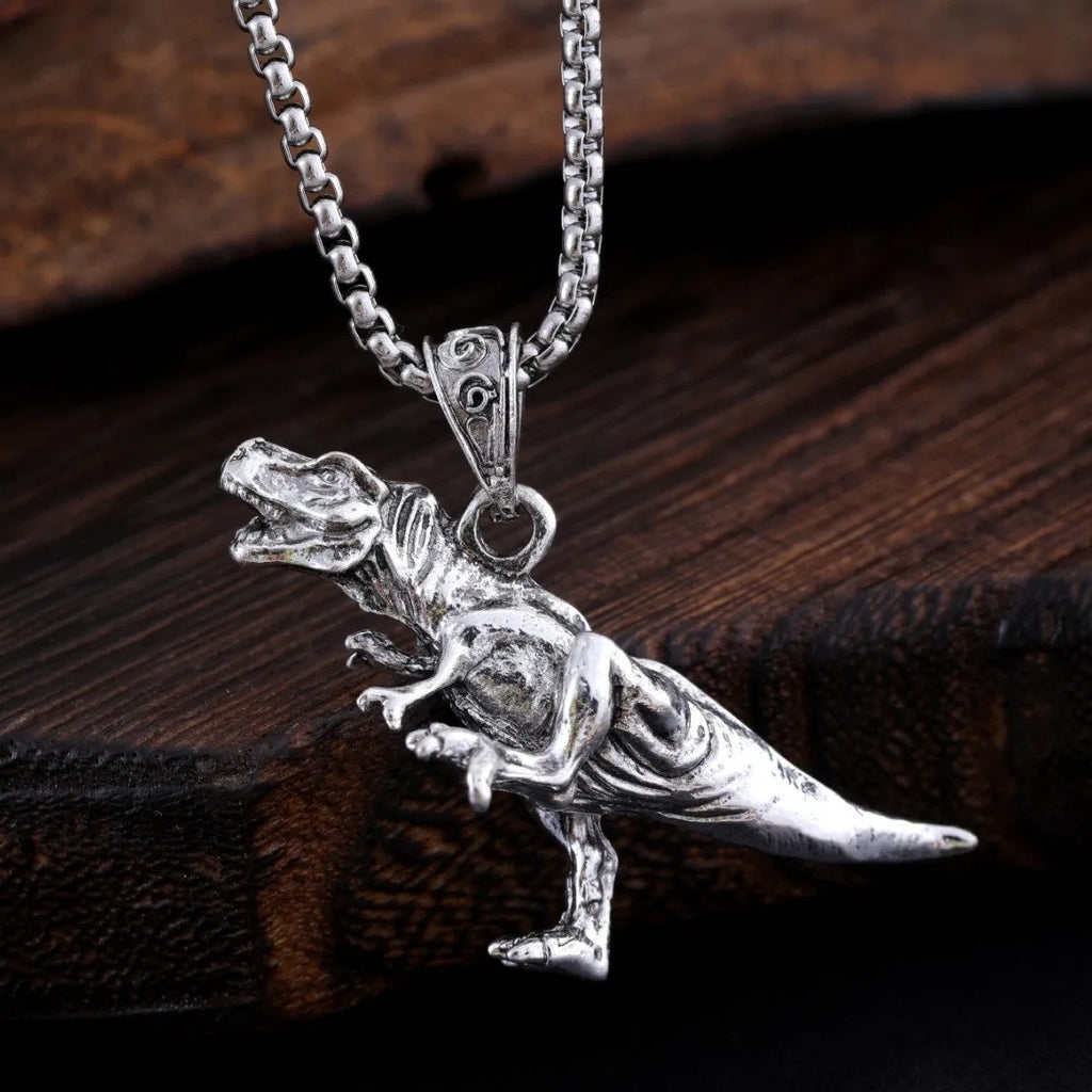 New hip hop style titanium dinosaur pendant necklace for men women