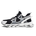 Men's black and white breathable flying woven blade sneakers with TPU sole low-top round toe