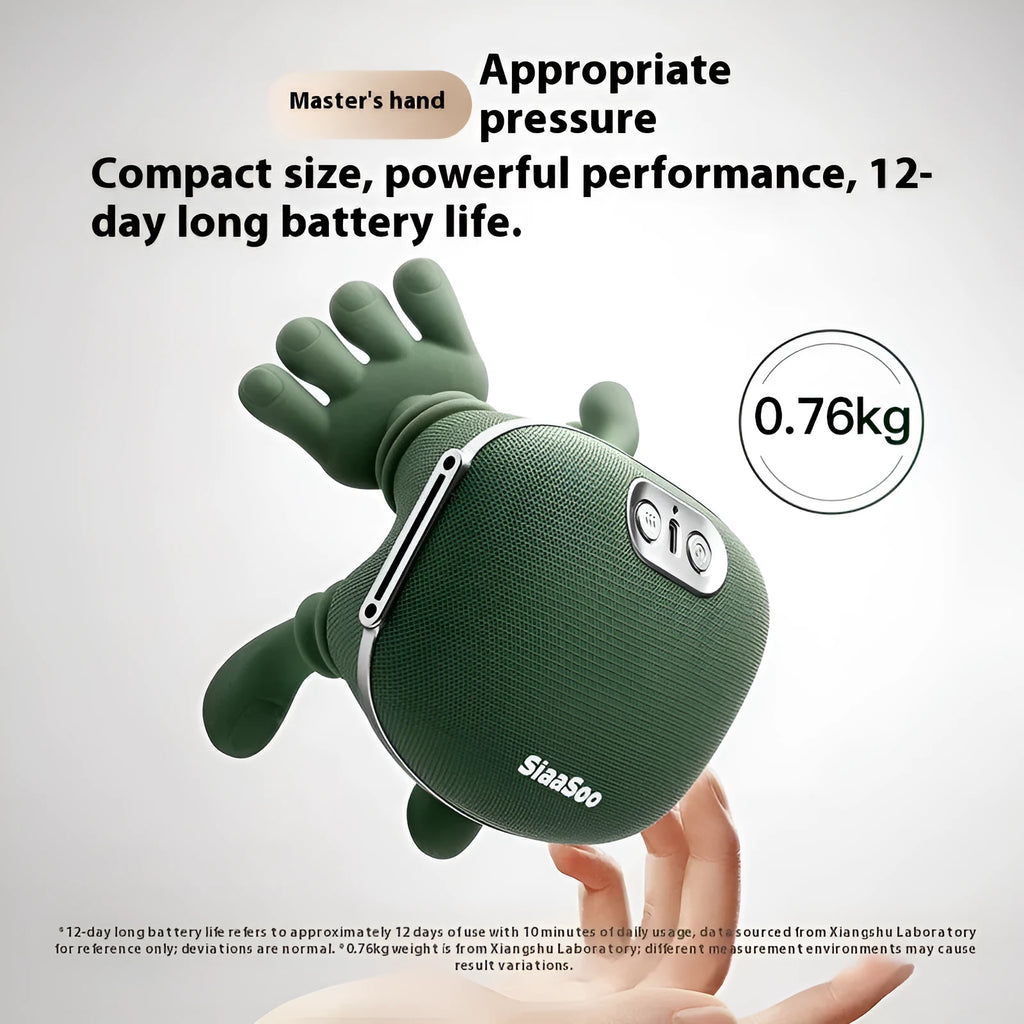 N7 moss green hand-held massager for shoulder, cervical, and oblique muscles, USB powered with charging cable