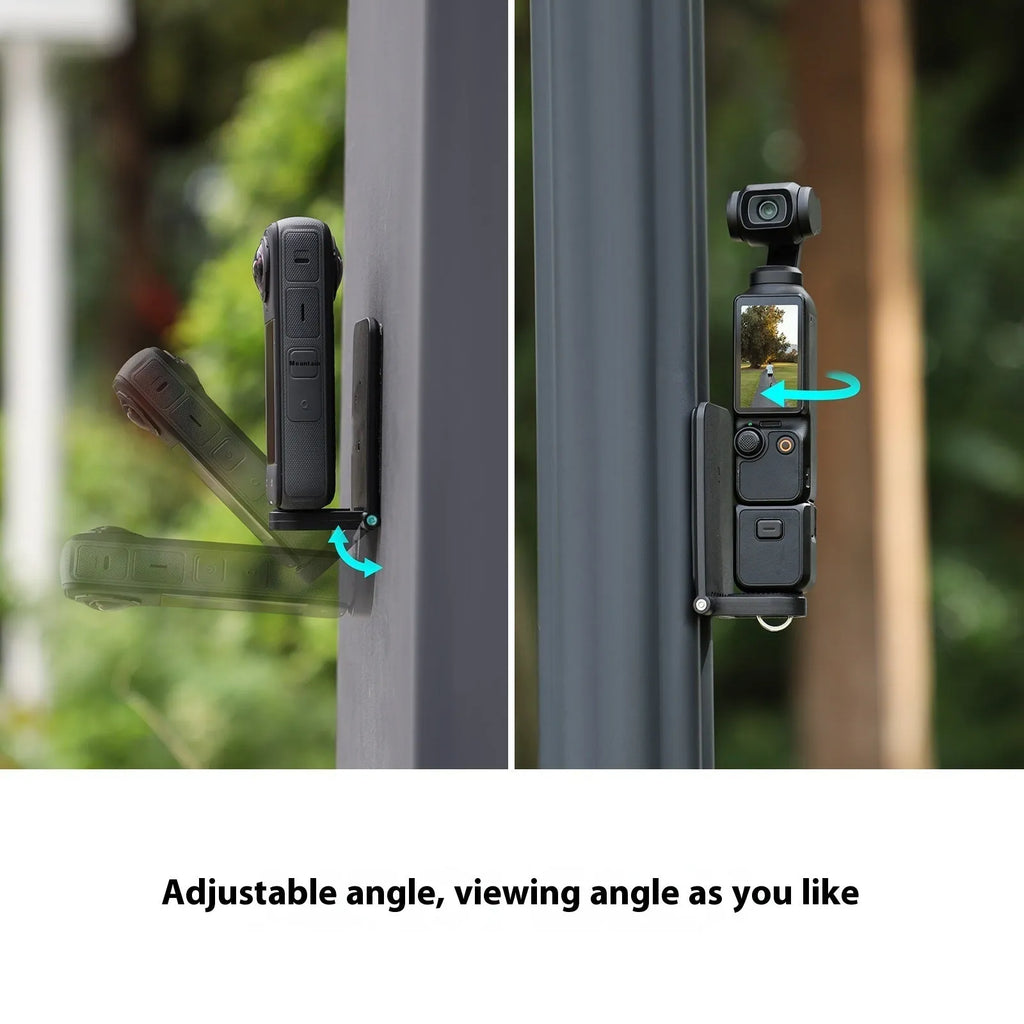 Black magnetic bracket base with adjustable angle handle for Insta360 X4 camera