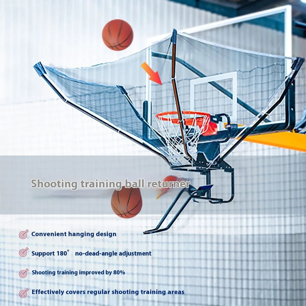 Portable basketball training equipment with automatic ball return hanging for solo shooting practice