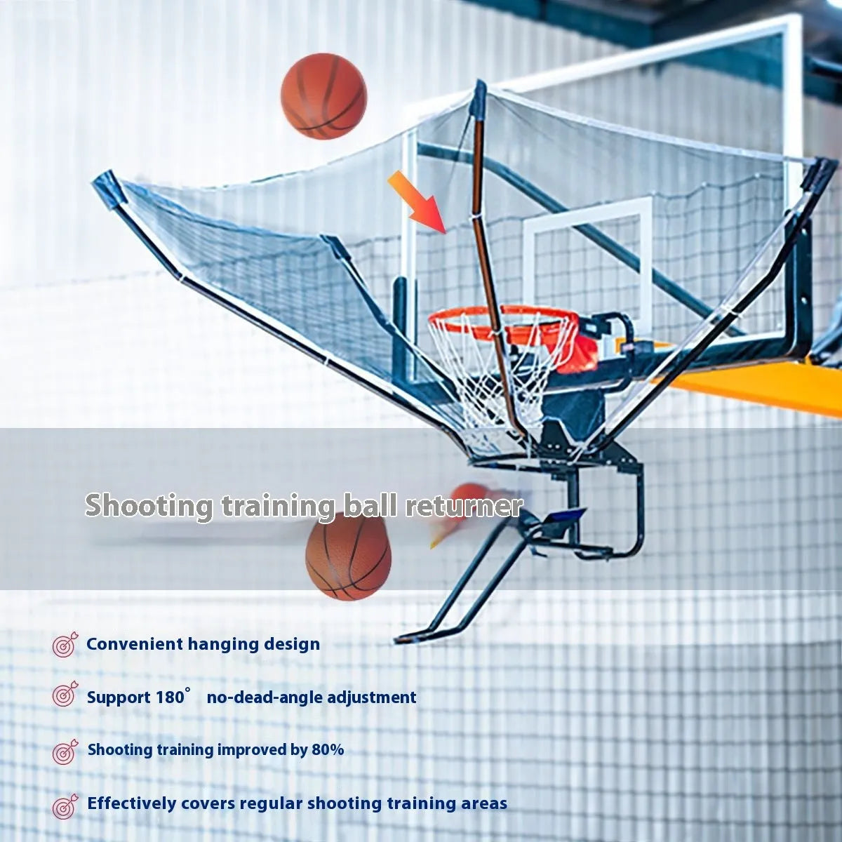 Portable basketball training equipment with automatic ball return hanging for solo shooting practice