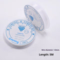 Reel of transparent white crystal fishing line elastic cord for DIY jewellery making.