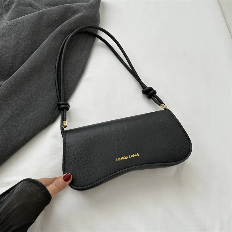 Solid colour PU underarm bag with single shoulder strap, khaki finish