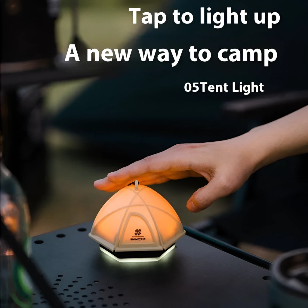 Camping lantern with analog brightness dial in dark green colour showing 10.5cm height