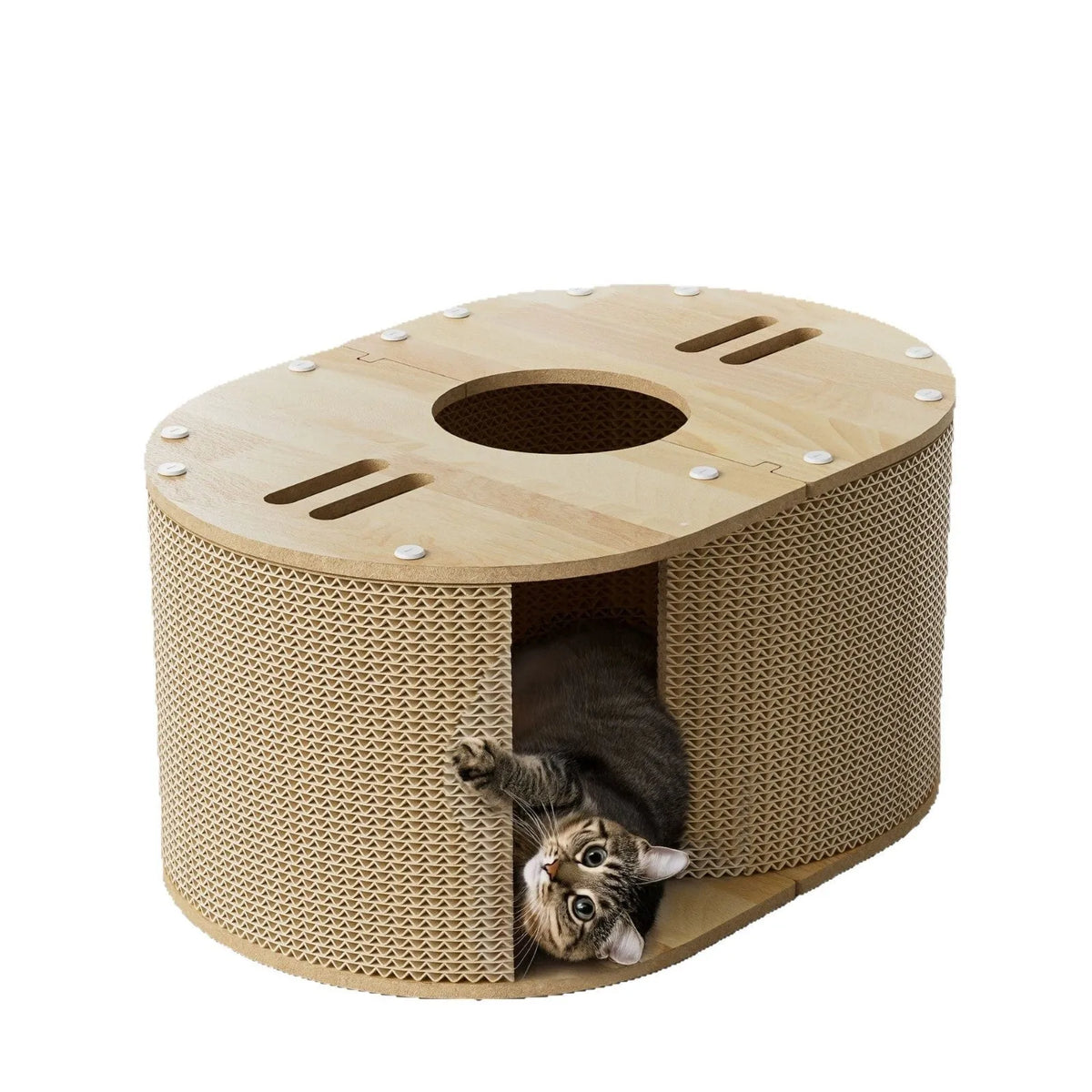 Small corrugated paper cat climbing frame tunnel nest size 57x39x27.5cm simple style