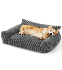 Bedsure corduroy fleece cat couch pet sofa with removable cover in beige colour
